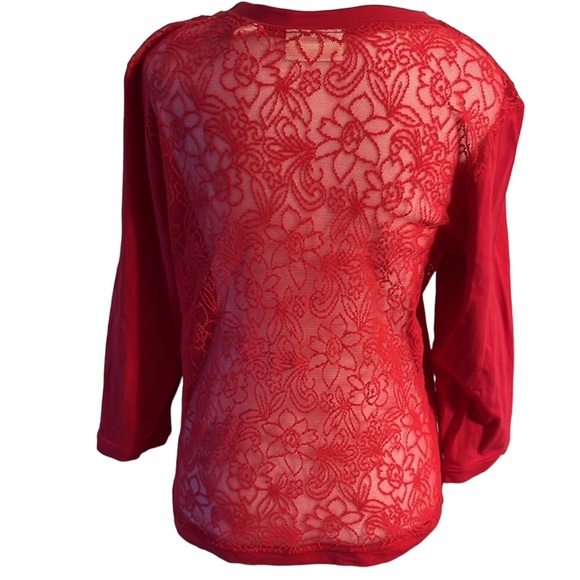 Valerie Stevens Red Button Top With Lace Back. Size L Pre Owned. - Picture 2 of 4